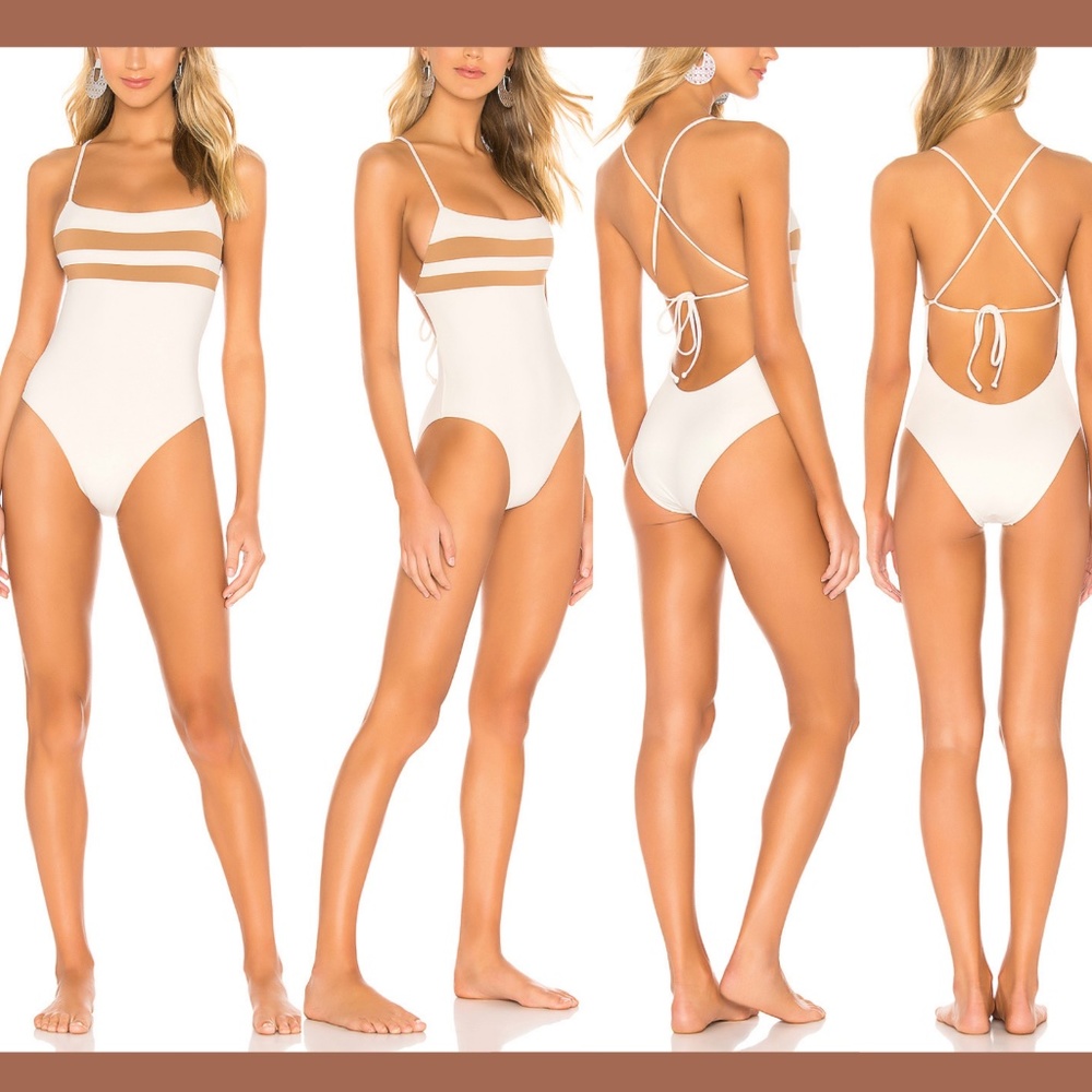NWT $169 L Space High Impact One Piece Swimsuit in‎ Cream [SZ 6 ]